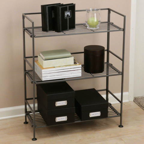 3-Tier Foldable Iron Shelving - Click Image to Close