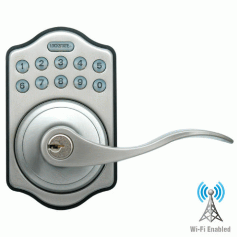 LockState LS-L500i-SN Electronic/Wifi Lever Lock - Satin Nickel - Click Image to Close