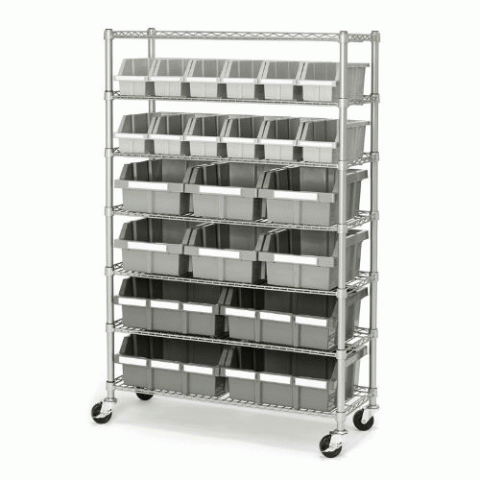 Commercial Storage Shelving 7-Tier Steel Bin Rack - Click Image to Close