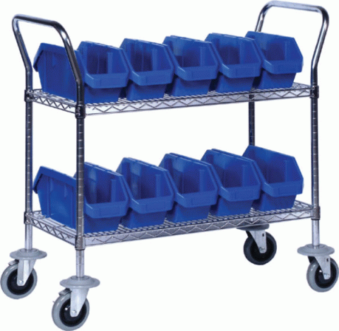 Complete 3 Shelf Cart with Bins - Click Image to Close