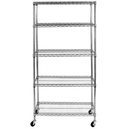 Commercial wire kitchen shelves unit on wheels - Click Image to Close