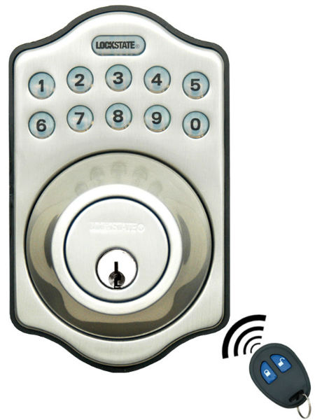 Silver Electronic Key-less Deadbolt lock 6 Users w Remote - Click Image to Close