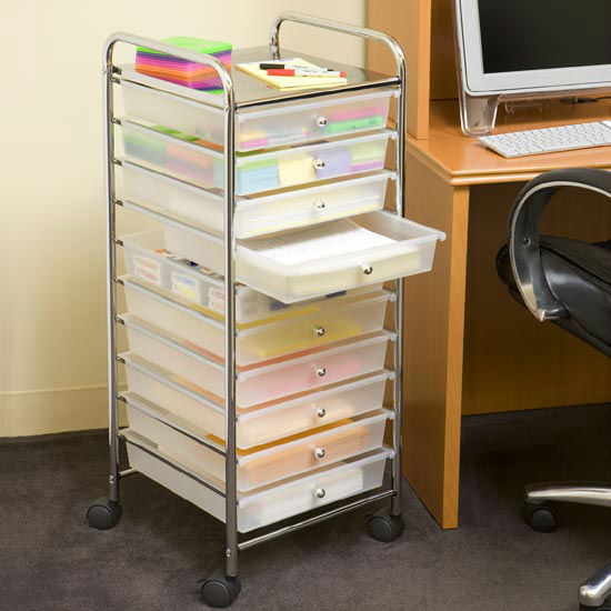 10-Drawer Organizer Cart - Frosted White - Click Image to Close