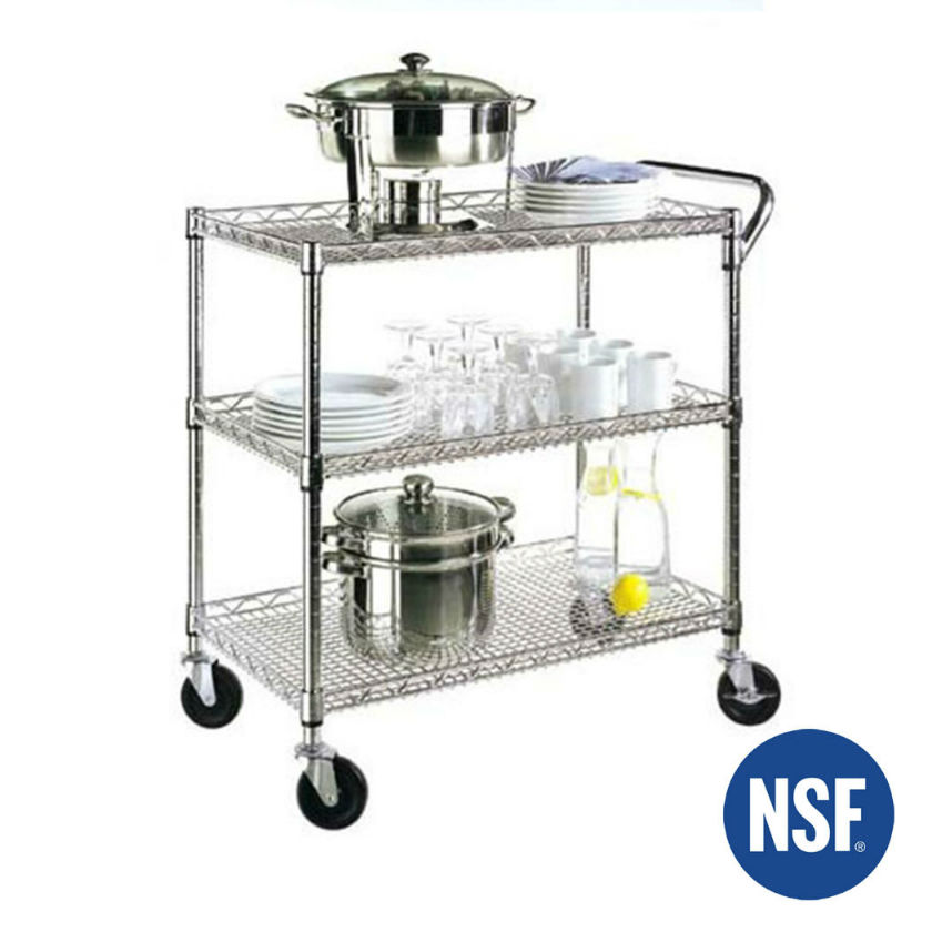 Heavy Duty 3 Shelf Wire Utility Cart - Click Image to Close