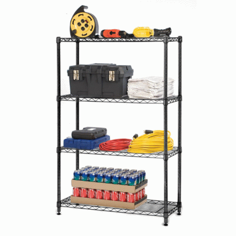 NSF Steel Wire Shelving 4-Tier Black Epoxy 14x36x54 - Click Image to Close