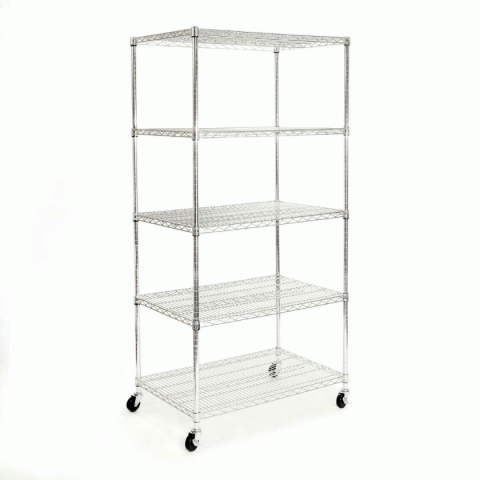 5-Tier Wire Shelving with Wheels 24x36x72 - Click Image to Close