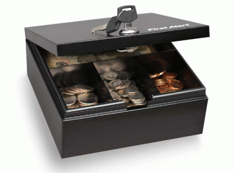 First Alert 3010F Steel Cash and Key Box - Click Image to Close