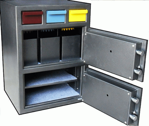 3D-2820MM 3 compartments drop safe with 2 doors - Click Image to Close