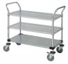 2 Wire & One Solid Shelf Mobile Utility Cart (3 Shelves)