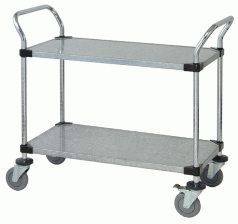 2 Solid Shelf Mobile Utility Cart - Click Image to Close