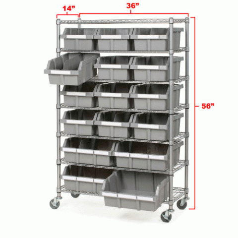 7-Shelf Commercial Bin Rack System with Large Bins - Click Image to Close