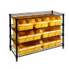 4-Shelf Commercial Bin Rack System - Black and bright yellow
