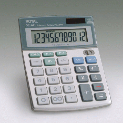 Dual power 12 digit angled display Desktop Calculator (6 unit) - Click Image to Close