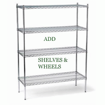 Wide and Deep Chrome Shelf Unit 54 H x 60 W x 24 D - Click Image to Close