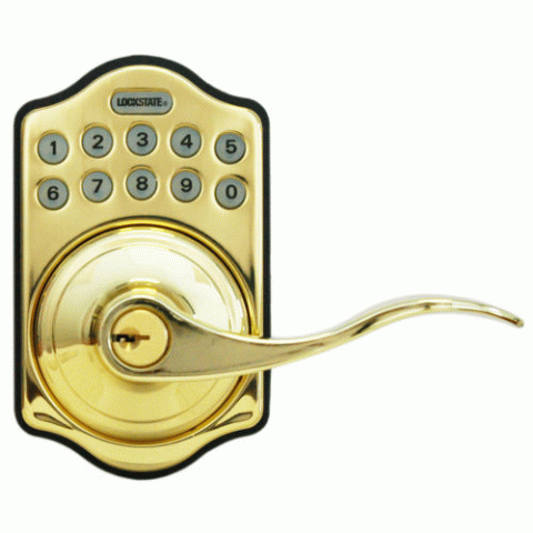 Electronic Keypad with Lever LS-L500-PB (Polished Brass) - Click Image to Close