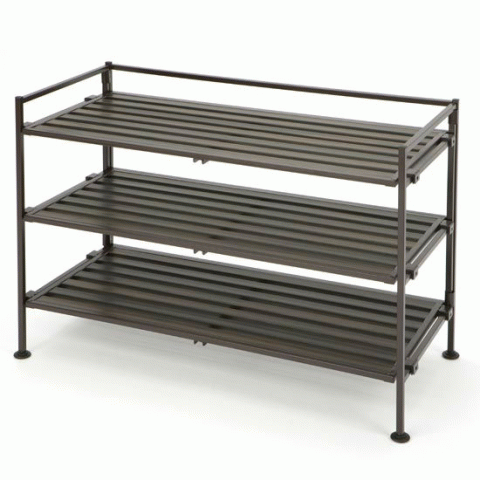 Utility Shoe Rack 3-Tier Stackable - Click Image to Close