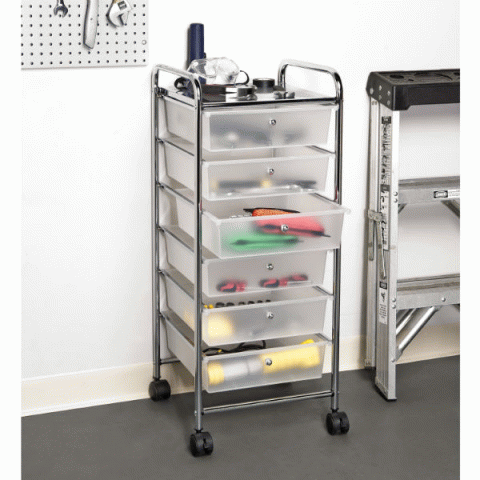 6-Drawer Organizer Cart - Frosted White - Click Image to Close