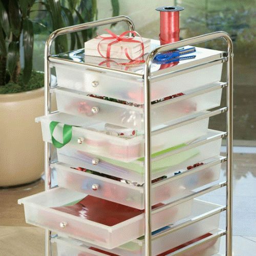 10-Drawer Organizer Cart - Frosted White - Click Image to Close