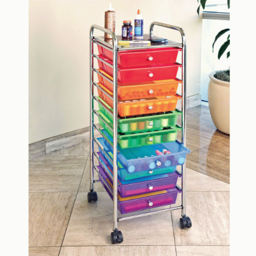 10-Drawer Organizer Rolling Cart - Multi-Color - Click Image to Close