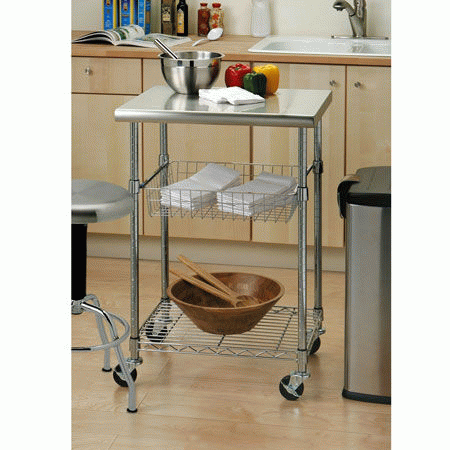 Stainless Steel Kitchen Work Table Cart - 24x20x36 - Click Image to Close