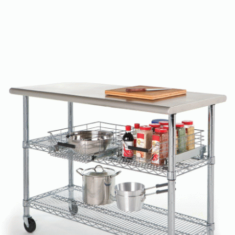 Work Table with Stainless Steel Top - 49" Long - Click Image to Close