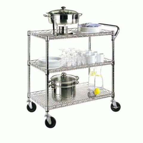 Heavy Duty 3 Shelf Wire Utility Cart - Click Image to Close