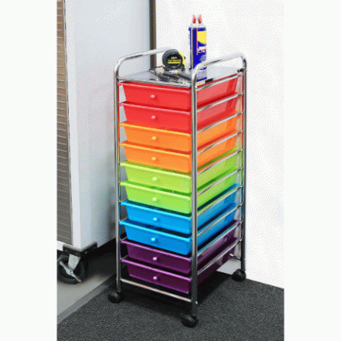 10-Drawer Organizer Cart - Pearlized Multi-Color - Click Image to Close