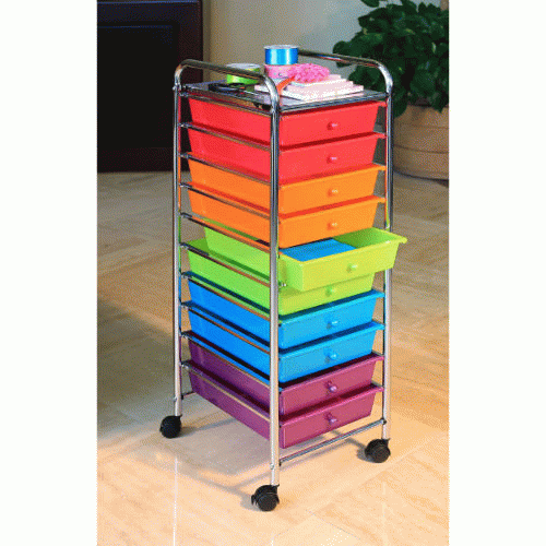 10-Drawer Organizer Cart - Pearlized Multi-Color - Click Image to Close