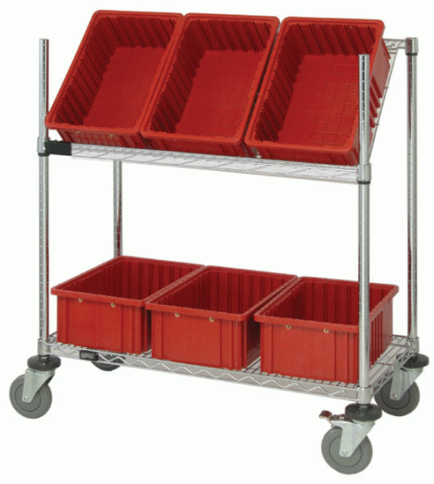 Work Station Cart with Sloped Shelf - Chrome - Click Image to Close